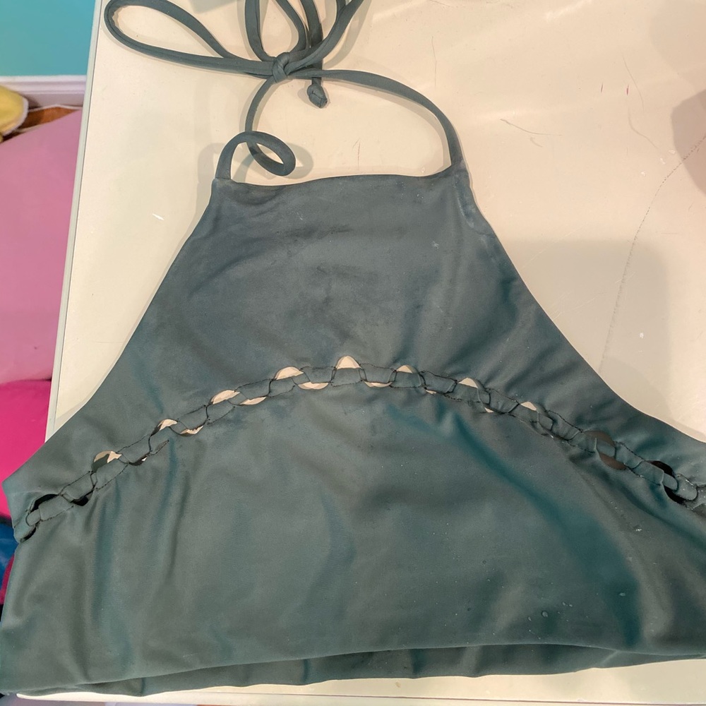 Mikoh Olive Green Halter Bikini Top